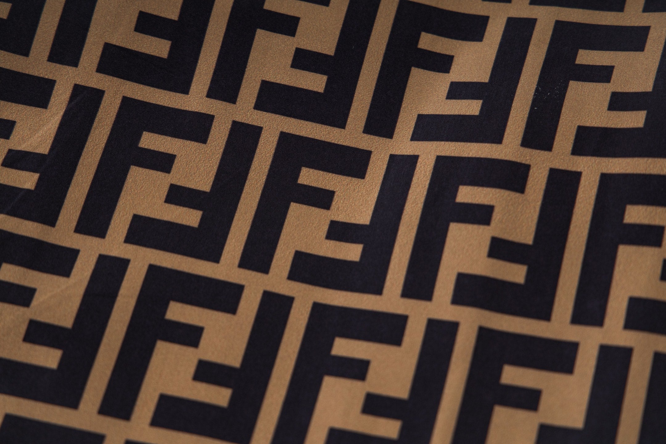 Fendi FF monogram fabric close-up in dark and tan