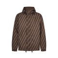 Fendi long hooded jacket with dark FF monogram pattern