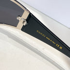 Black sunglass temple with gold lettering and Made in Italy print