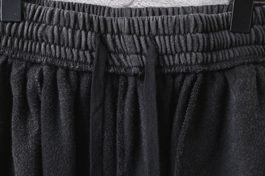 Balenciaga pants, dark gray shorts with elastic waistband and pleated front