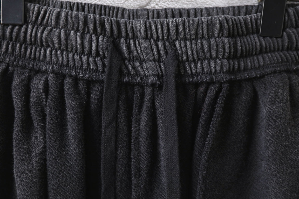 Balenciaga pants, dark gray shorts with elastic waistband and pleated front