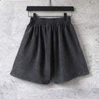 Balenciaga pants, dark gray elastic waist shorts with wide pleated legs
