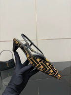 Fendi FF-pattern slingback heels with slender heel and open sling strap