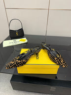 Fendi FF-pattern slingback heels with ankle strap and slim heel