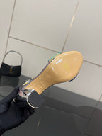 Fendi sandal outsole with multicolor logo patch on tan rubber sole