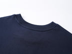 Navy crew-neck T-shirt with ribbed collar detail