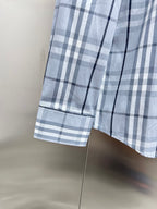 Burberry plaid long-sleeve shirt hem with sleeve cuff, light blue and white