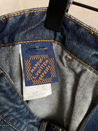Louis Vuitton Paris fabric label inside dark blue denim waistband