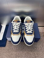 Dior unisex sneakers, navy blue with white laces and tan side panels