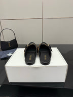 Prada ladies leopard-print flats with black toe and heel counter