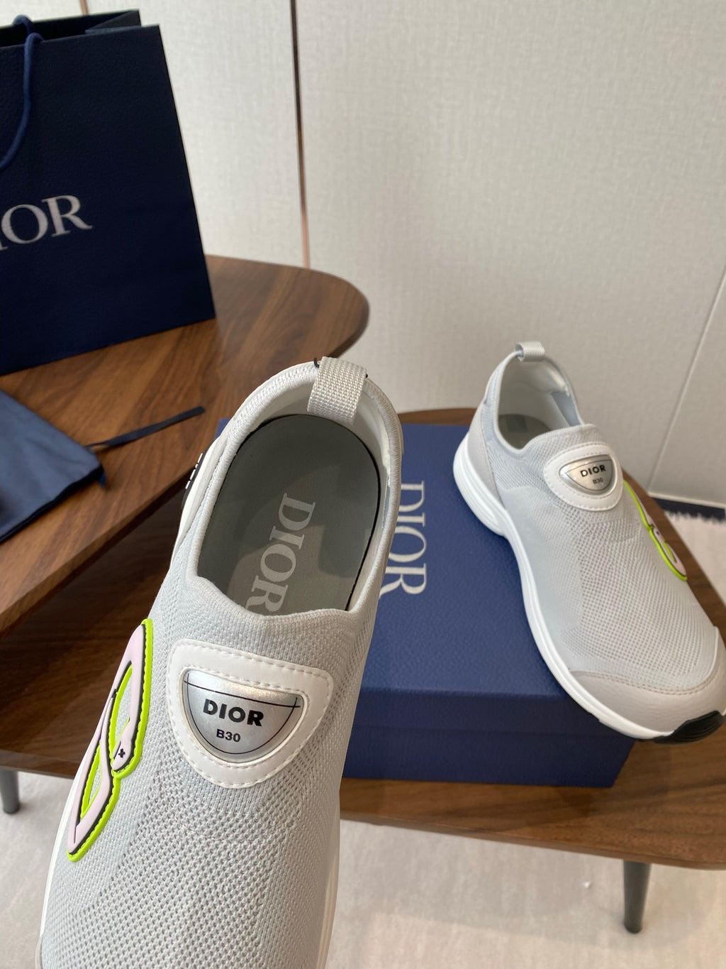 Unisex white slip-on sneakers with interior DIOR print on lining