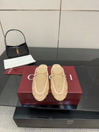 Gucci women's loafers, beige GG-print canvas with gold horsebit detail