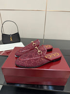 Gucci women's burgundy loafers with gold horsebit, top view