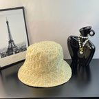 Dior monogram bucket hat in light gold with full crown and curved brim