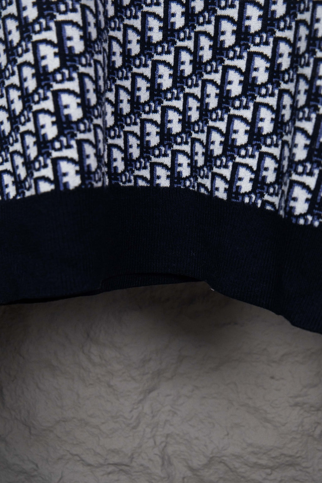 Dior monogram knit long-sleeve top with ribbed hem and sleeves