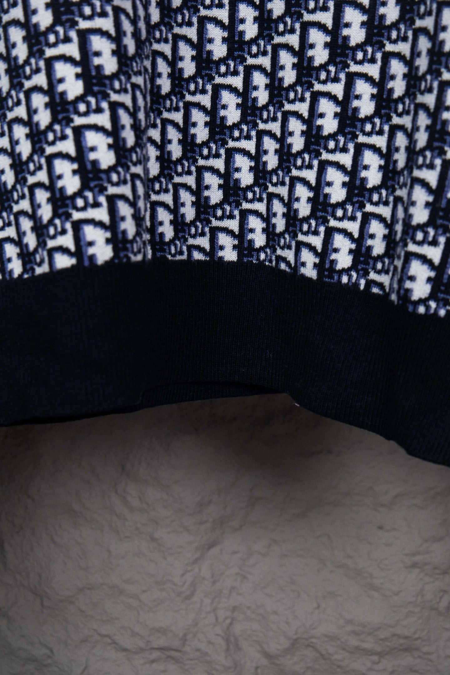 Dior monogram knit long-sleeve top with ribbed hem and sleeves