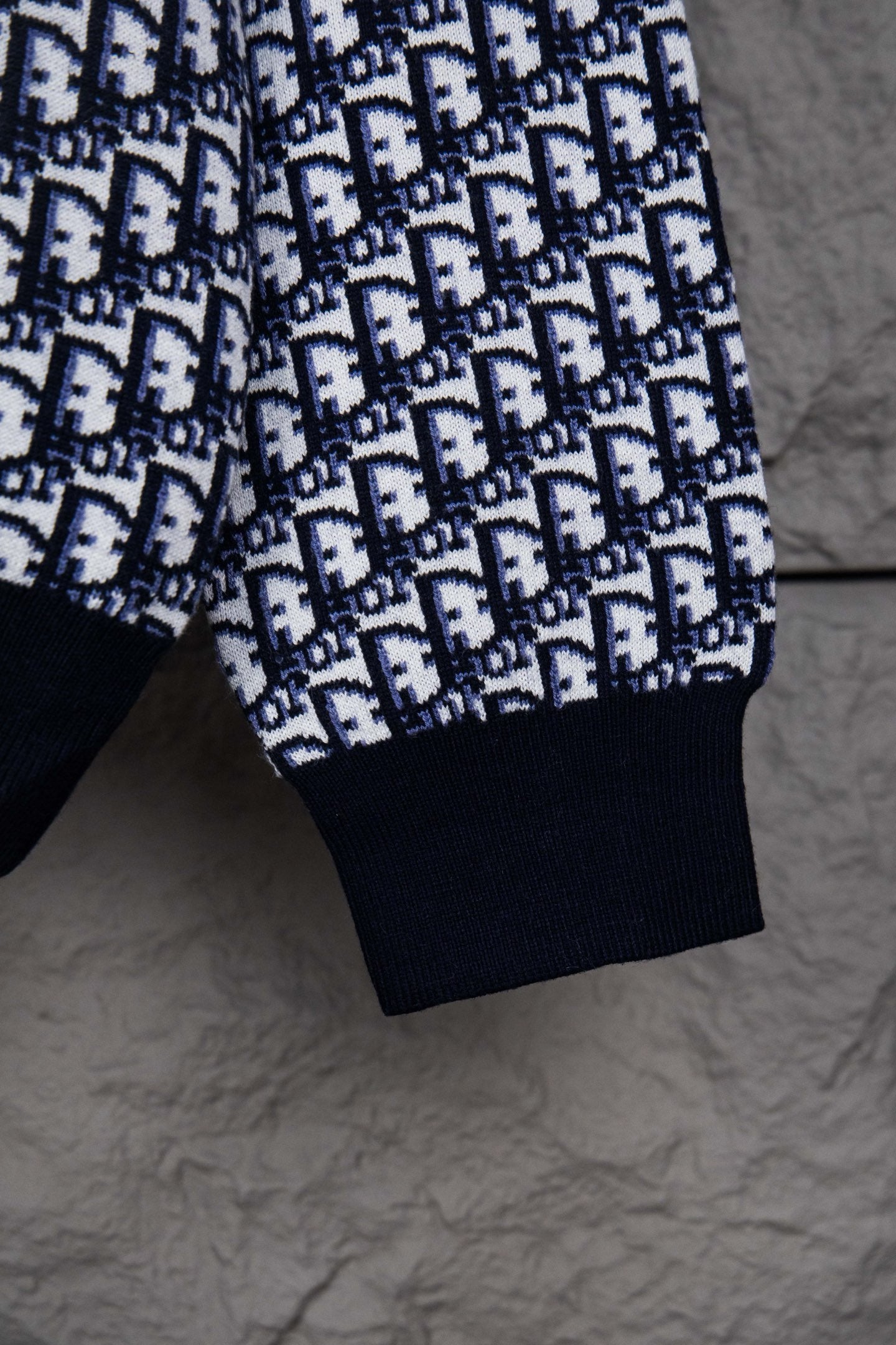 Dior monogram knit long-sleeve top with ribbed cuff hem