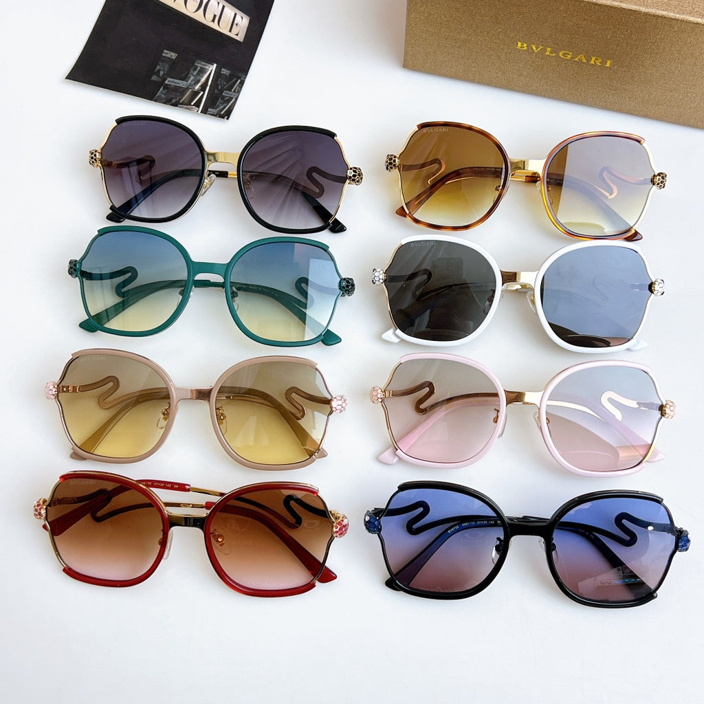 Assorted sunglasses with mixed frames and tinted lenses, round and oval styles