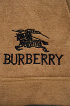 Burberry tan knit jacket chest logo embroidery