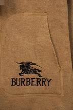 Burberry tan knit jacket pocket with embroidered horse logo on front