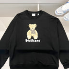 Kids long-sleeve sweatshirt, dark color, teddy bear graphic and logo on chest