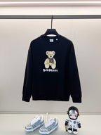 Kids long-sleeve sweatshirt, dark navy, bear graphic and logo on front
