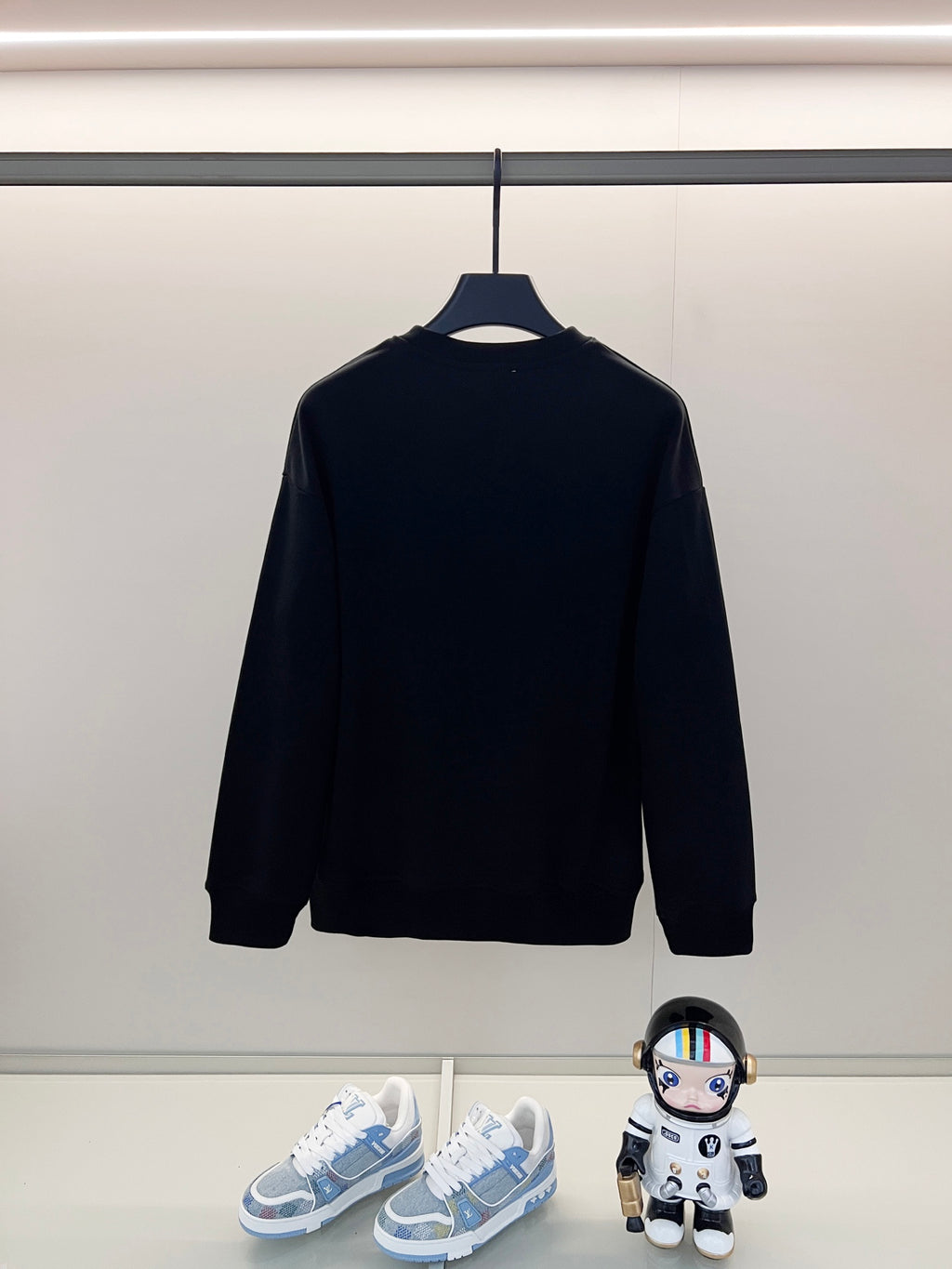 Kids long-sleeve sweatshirt, dark navy, plain back view