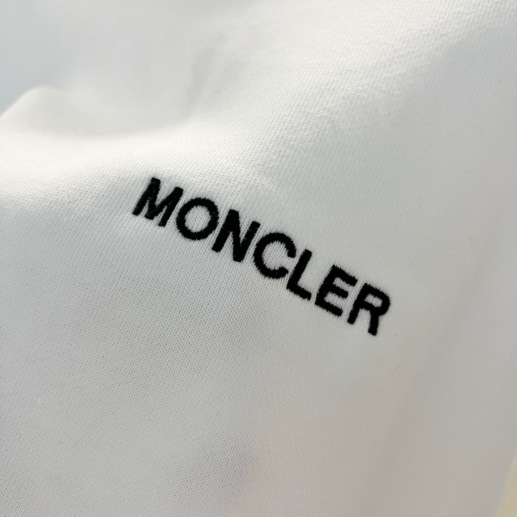 Moncler white sweatshirt chest logo text MONCLER