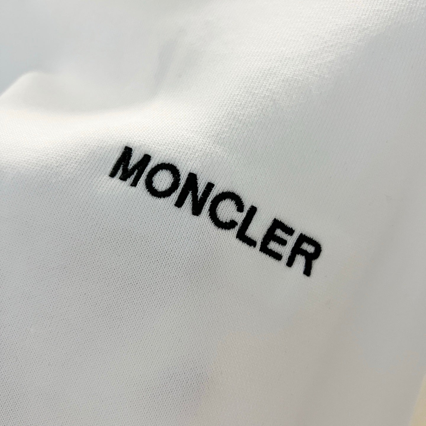 Moncler white sweatshirt chest logo text MONCLER