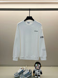 Moncler white long-sleeve sweatshirt with small chest logo and crew neck