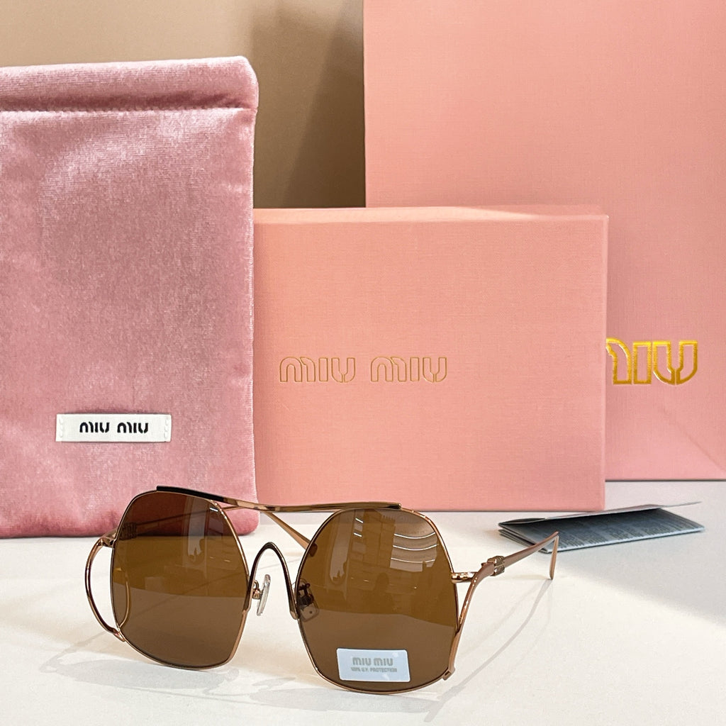 MiuMiu gold-tone sunglasses with amber brown tinted round lenses