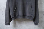 Charcoal gray hoodie sweatshirt with kangaroo pocket and ribbed cuffs and hem