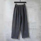 Dark gray wide-leg pants with elastic waistband