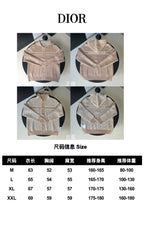 Dior jacket size chart graphic with sizes S to XXL and height ranges