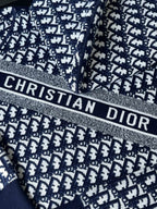 Dior jacquard knit pattern in navy with white motif repeat
