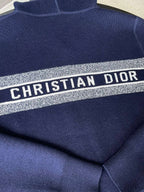 Dior knit collar stripe with 'CHRISTIAN DIOR' text band