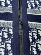Dior zip-up knit sweater front zipper with dark metal pull