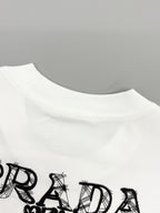 Prada short-sleeve T-shirt collar with partial black PRADA lettering print