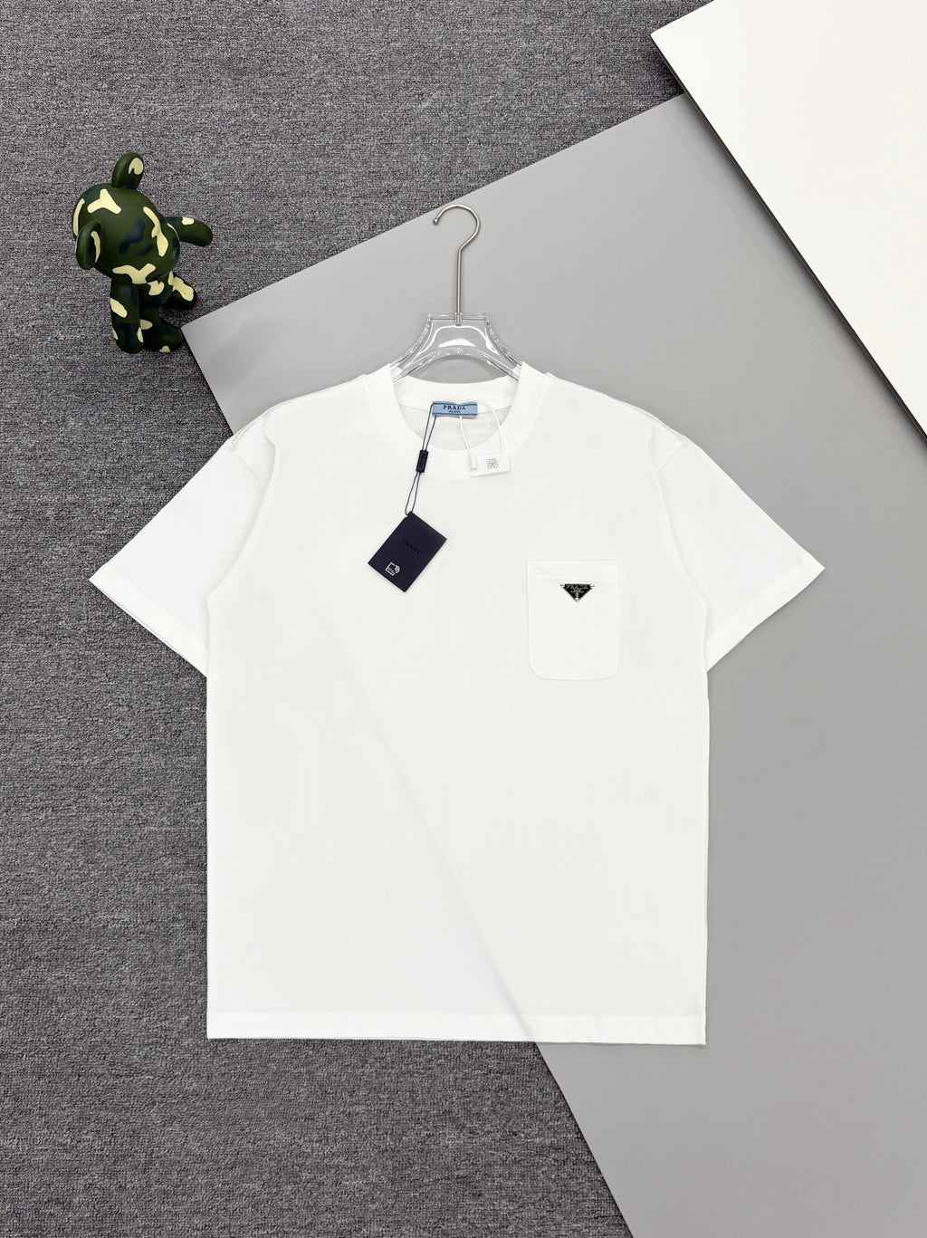 Prada short-sleeve T-shirt with small chest pocket and triangle logo detail