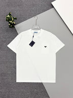 Prada short-sleeve T-shirt with small chest pocket and triangle logo detail