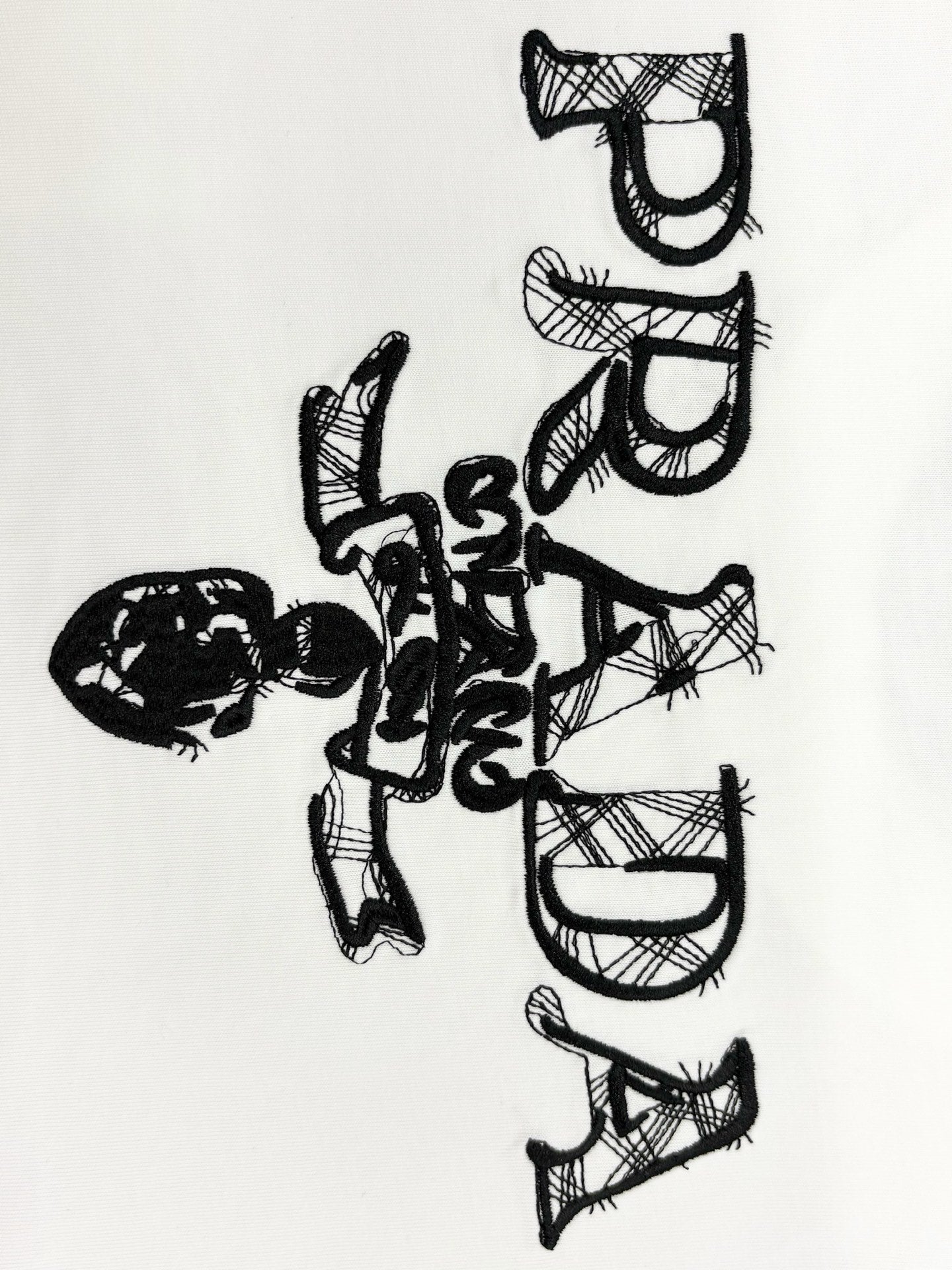 Prada short-sleeve T-shirt with scattered black graphic letter print