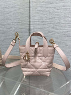 Dior quilted mini handbag with detachable shoulder strap, light pink and gold-tone hardware