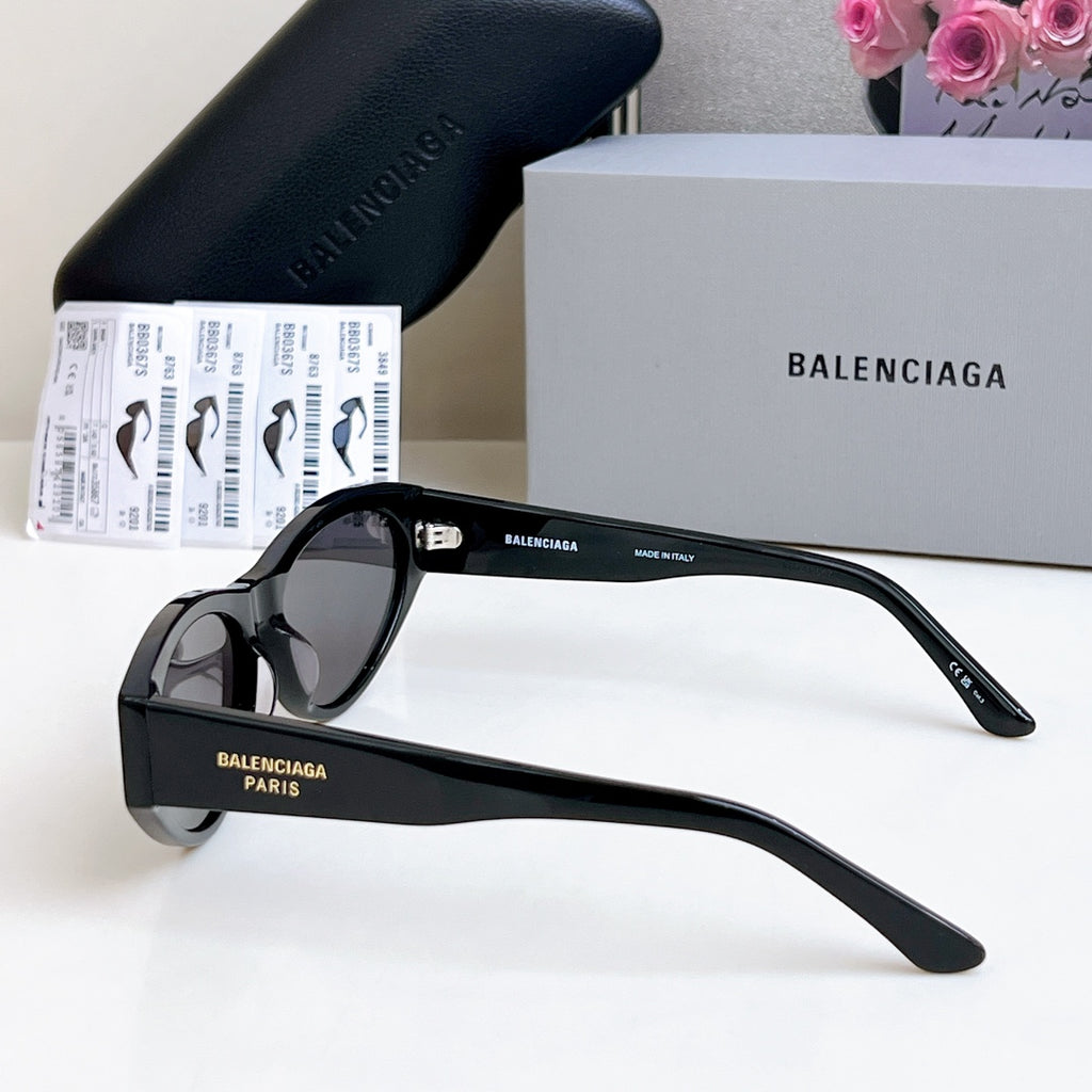 Balenciaga full-frame sunglasses with black frame and dark lenses