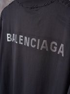 Balenciaga black short-sleeve T-shirt with rhinestone-style BALENCIAGA lettering