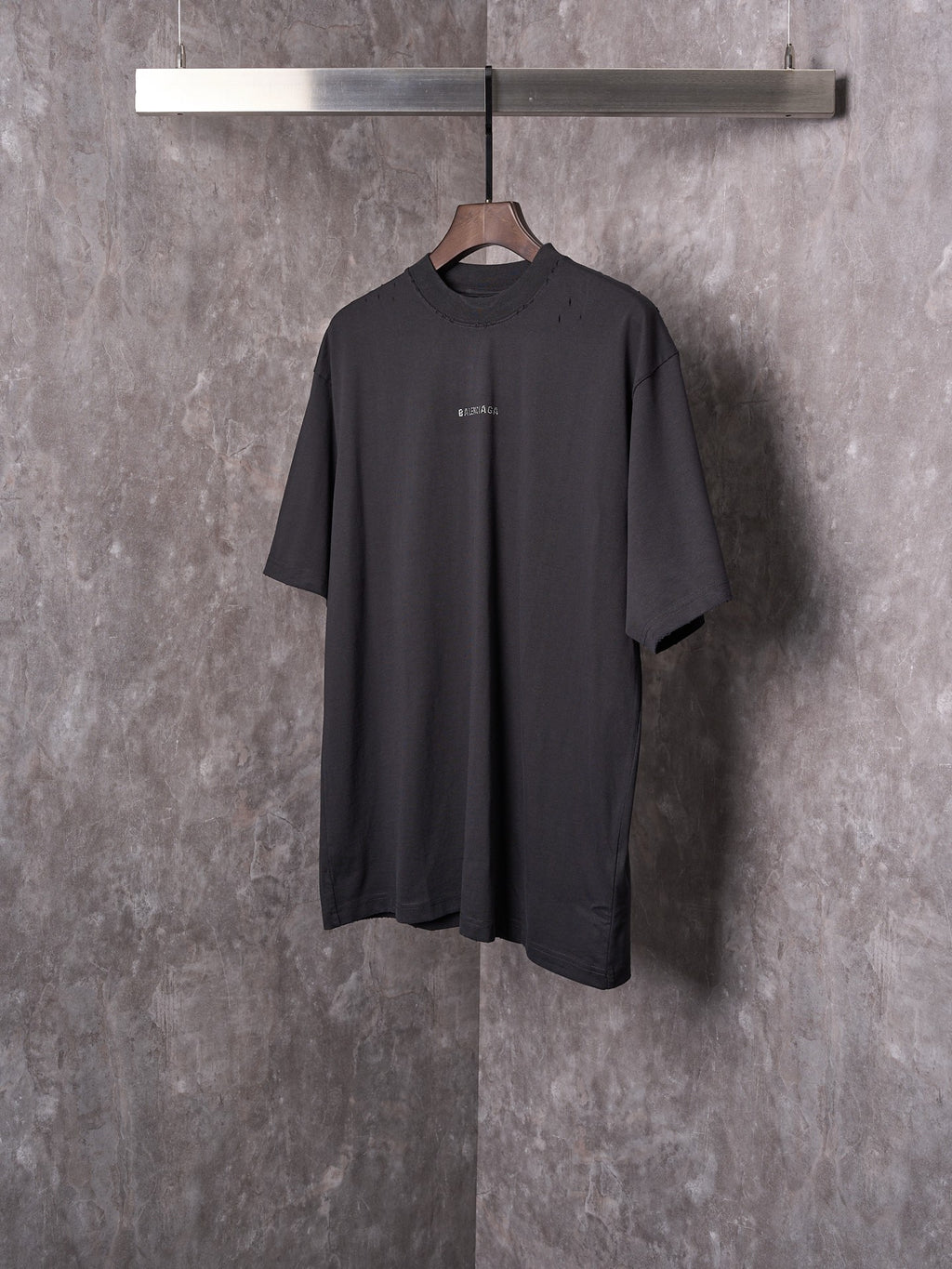 Balenciaga black oversized short-sleeve T-shirt on hanger