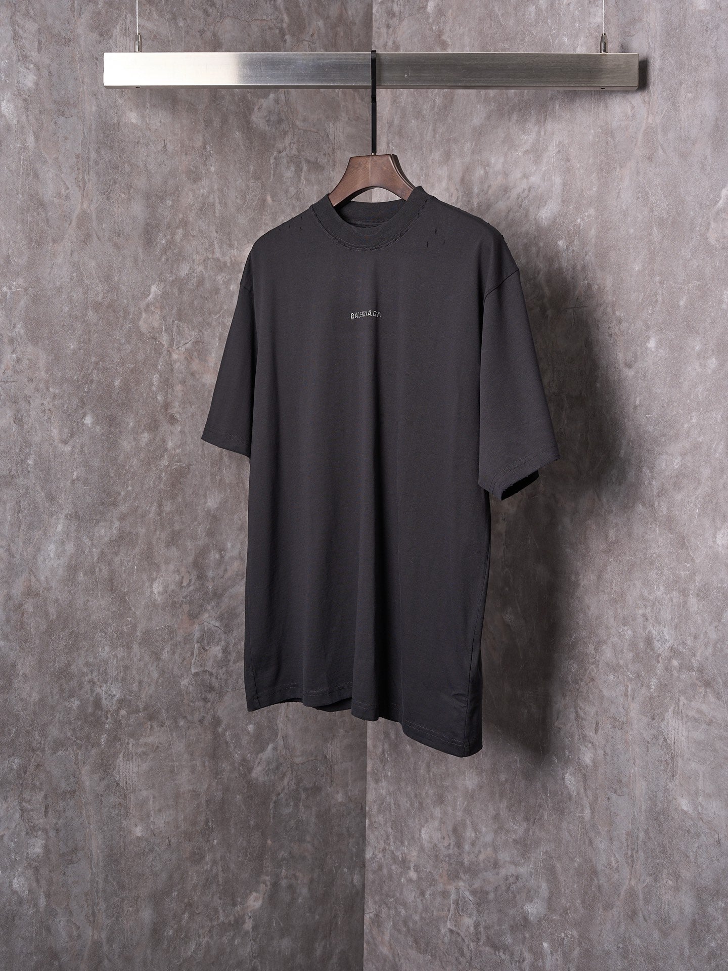Balenciaga black oversized short-sleeve T-shirt on hanger