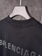 Balenciaga black crew-neck T-shirt collar with BALENCIAGA dotted lettering