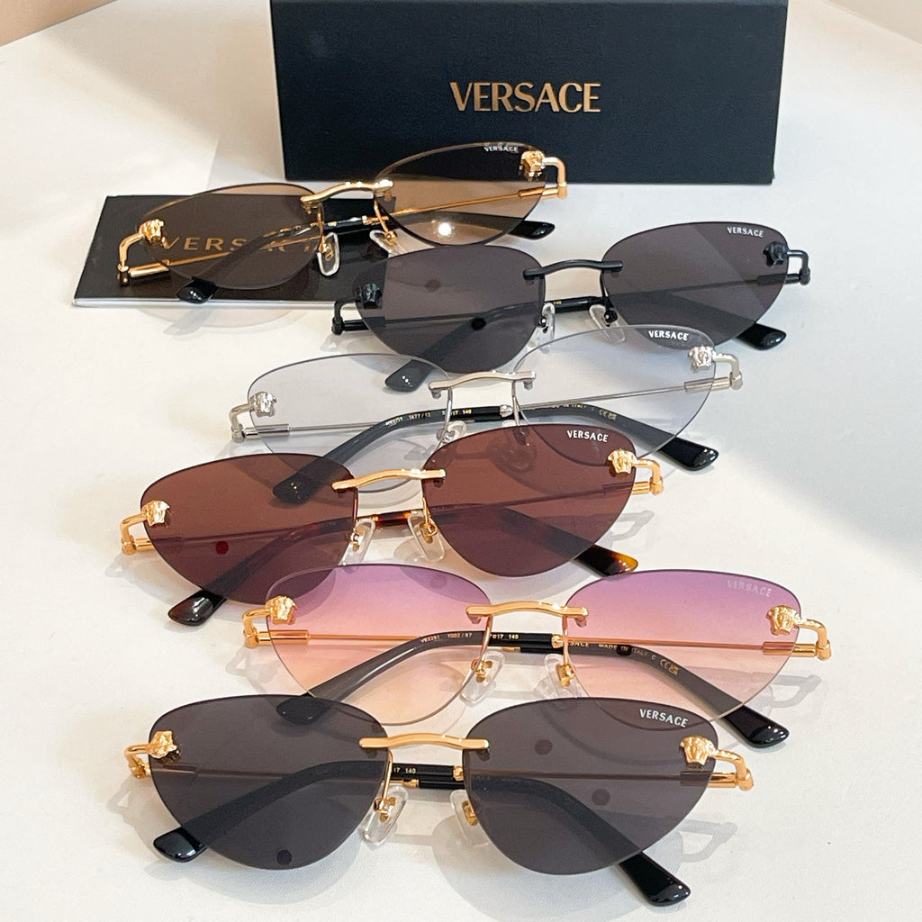 Versace eyewear set with mixed black and gold frames and tinted lenses