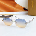 Bvlgari sunglasses with silver frame and light blue mirrored lenses