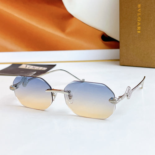 Bvlgari sunglasses with silver frame and light blue mirrored lenses